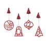 Broste Copenhagen - Christmas Fili Decoratieve hanger, Ø 8 cm, pompeus rood (set van 4)