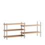 Moebe - Shelving System Low Dubbel, eiken geolied / warm grijs