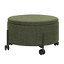 Hübsch Interior - Contain Pouf met wielen groot Ø 66 x 37 cm, groen
