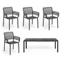 Nardi Doga - Fauteuil (4x) + Rio aluminium uitschuifbare tafel 140, antraciet