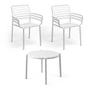 Nardi - Doga Fauteuil (2x) + Doga Bijzettafel, Ø 50 cm, wit