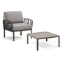 Nardi - Komodo Poltrona fauteuil + Komodo Tuintafel 70 x 70 cm, antraciet / grijs / tortora