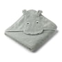 LIEWOOD - Albert Baby handdoek met kap, Nijlpaard, duifblauw