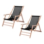 Jan Kurtz - Maxx Deckchair , teak / afdekplastic zwart (set van 2)