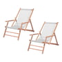 Jan Kurtz - Maxx Deckchair , teak / bekleding plastic stof wit (set van 2)