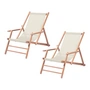 Jan Kurtz - Maxx Deckchair , teak / bekleding synthetische stof naturel (set van 2)