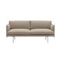 Muuto - Outline Sofa 2-zits, gepolijst aluminium / bruin (Kvadrat by Sahco Ecriture 240)