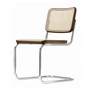 Thonet - S 32 V Stoel, chroom / walnootkleurig (TP 24) / vlechtwerk met kunststof steunstof