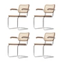 Thonet - S 64 V Fauteuil, chroom / walnoot / vlechtwerk met kunststof drager stof (Pure Materials) (set van 4)