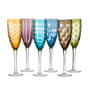 Cuttings Champagneglas Set van 6 meerkleurig/H 24cm x Ø 7cm