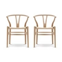 Carl Hansen - CH24 Wishbone Chair , geoliede beuk / vlechtwerk naturel (set van 2)