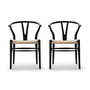 Carl Hansen - CH24 Wishbone Chair , beuk soft black / vlechtwerk naturel (set van 2)