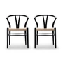 Carl Hansen - CH24 Wishbone Chair , beuk soft black / vlechtwerk naturel (set van 2)