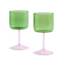 Hay - Tint Wijnglas, groen / roze (set van 2)