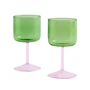 HAY - Tint Wijnglas, groen / roze (set van 2)