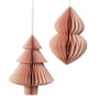 Broste Copenhagen - Christmas Mix Decoratieve hanger, dennenboom & kegels, Ø 13 x H 13 cm, stoffig roze (set van 2)