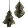 Broste Copenhagen - Christmas Mix Decoratieve hanger, dennenboom & kegels, Ø 13 x H 13 cm, tijm (set van 2)