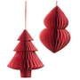 Broste Copenhagen - Christmas Mix Decoratieve hanger, dennenboom & kegels, Ø 13 x H 13 cm, pompeirood (set van 2)