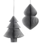 Broste Copenhagen - Christmas Mix Decoratieve hanger, dennenboom & kegels, Ø 13 x H 13 cm, zilver (set van 2)
