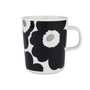 Marimekko - Oiva Unikko Mok met handvat, 250 ml, wit / zwart / zilver