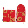 Marimekko Pieni Unikko & - Ovenwant pannenlap, beige / rood (set van 2)