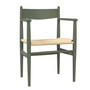 Carl Hansen - CH37 Stoel, beuken zacht olijfgroen gelakt / vlechtwerk naturel