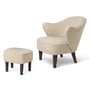 Audo - Ingeborg Fauteuil en poef, donker gebeitst eiken / beige (Sahco Zero 0001)