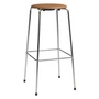 Fritz Hansen - High Dot Barkruk H 76 cm, notenleer / onderstel chroom (4 poten)