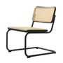 Thonet - S 32 VL Loungestoel, diepzwart staal (RAL 9005) / zwart gebeitst beuken (TP 29) / vlechtwerk met kunststof steunstof