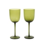 Ferm Living - Host Wit wijnglas, mosgroen (set van 2)