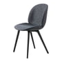 Gubi - Beetle Dining Chair Volledig gestoffeerd (Plastic onderstel), Zwart / Rond Bouclé (023)