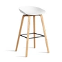 HAY - About A Stool AAS 32 H 65 cm, eiken gelakt / zwart staal / wit 2. 0 (kunststof glijders)