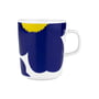 Marimekko Oiva Iso Unikko - Mok met handvat 250 ml, wit / donkerblauw / geel (60th Anniversary Collection)