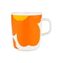 Marimekko Oiva Iso Unikko - Mok met handvat 250 ml, wit/oranje/geel (60th Anniversary Collection)