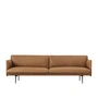 Muuto - Outline Sofa 3-zits, cognac Refine leder / zwart