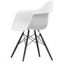 Vitra - Eames Plastic Armchair DAW RE, zwart esdoorn / katoenwit (basisglijders van donker vilt)