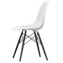 Vitra - Eames Plastic Side Chair DSW RE, zwart esdoorn / katoenwit (basisglijders van donker vilt)