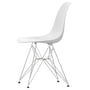 Vitra - Eames Plastic Side Chair DSR RE, verchroomd / katoenwit (basisglijders van donker vilt)