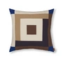 Ferm Living - Border Patchwork Kussen, 50 x 50 cm, johannesbroodbruin/helderblauw