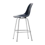 Vitra - Eames Fiberglass Barkruk, medium, verchroomd / marineblauw (vilten glijders)