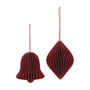 Broste Copenhagen - Klok decoratieve hanger, Ø 8 x H 9 cm, pompeïsch rood (set van 2)