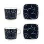 Marimekko & - Oiva Piirto Unikko mok met handvat Plaat, wit / donkerblauw (set van 4) (60th Anniversary Collection)