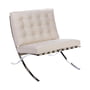 Barcelona Knoll - Relax fauteuil, chroom / leer ivoor Venezia