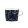 Marimekko - Oiva Piirto Unikko mok met handvat, 200 ml, wit / donkerblauw (60th Anniversary Collection)