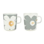 Marimekko - Unikko mok met handvat, 250 ml, wit / lichtgrijs / goud (set van 2) (60th Anniversary Collection)