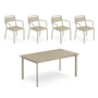 Emu Star - Buitentafel 160 x 90 cm + fauteuil (set van 4), taupe