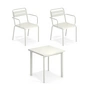 Emu Star - Buitentafel 70 x 70 cm + fauteuil (set van 2), wit