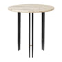 Gubi - IOI Side Table, Ø 50 cm, zwart mat / travertin beige gegolfd