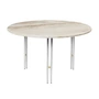 Gubi - IOI Salontafel, Ø 70 cm, chroom / travertin geribbeld beige