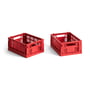 Hay Colour Crate recycled - Mand Mini, 17 x 13 cm, rood, (set van 2)